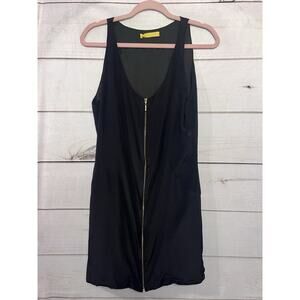 Aaron Ashe Black Silk Dress Size Medium Zip Up Front 💯 Silk